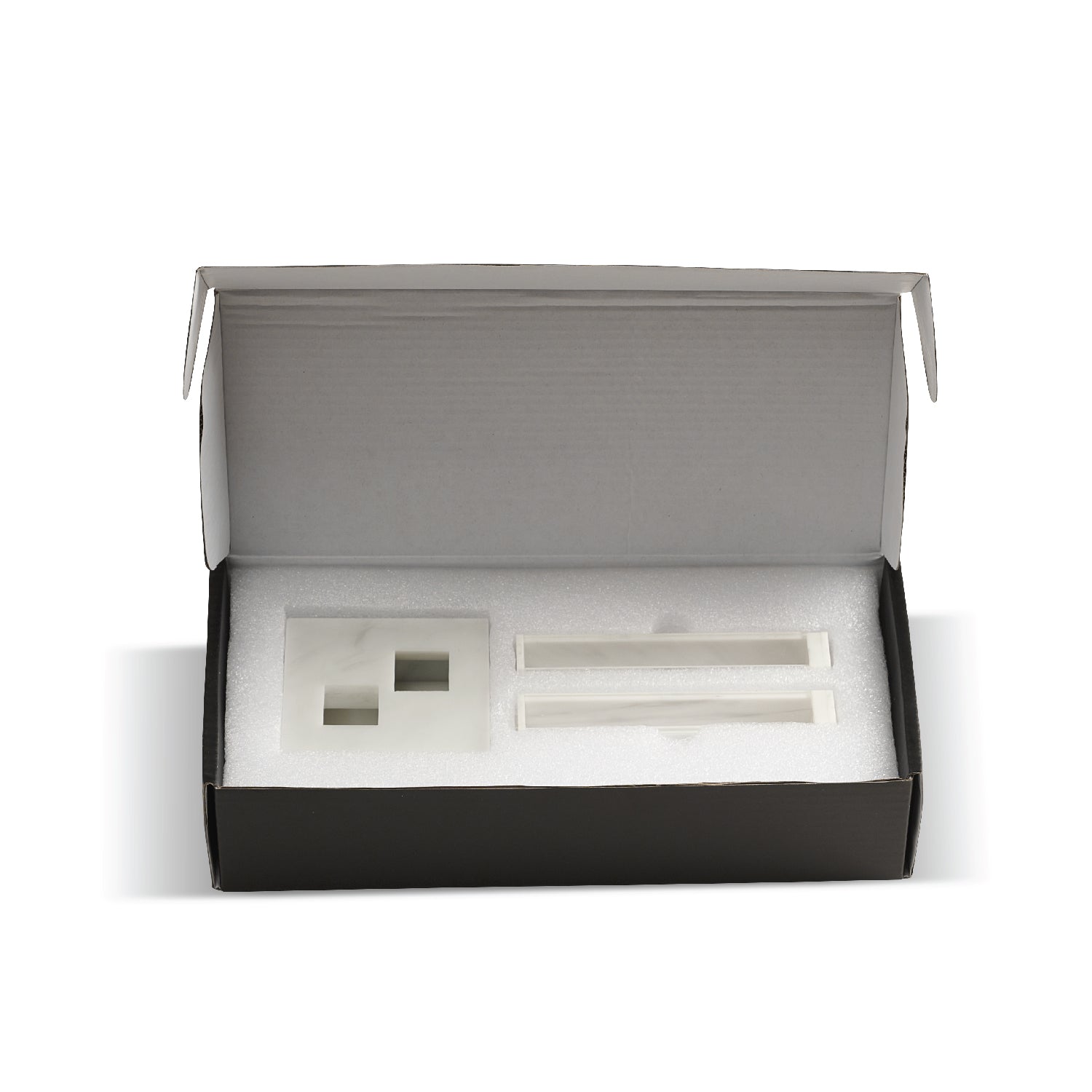 X Salt and Pepper Set — White Marble Lucite — lucite Judaica decor | Judaica Square Lakewood