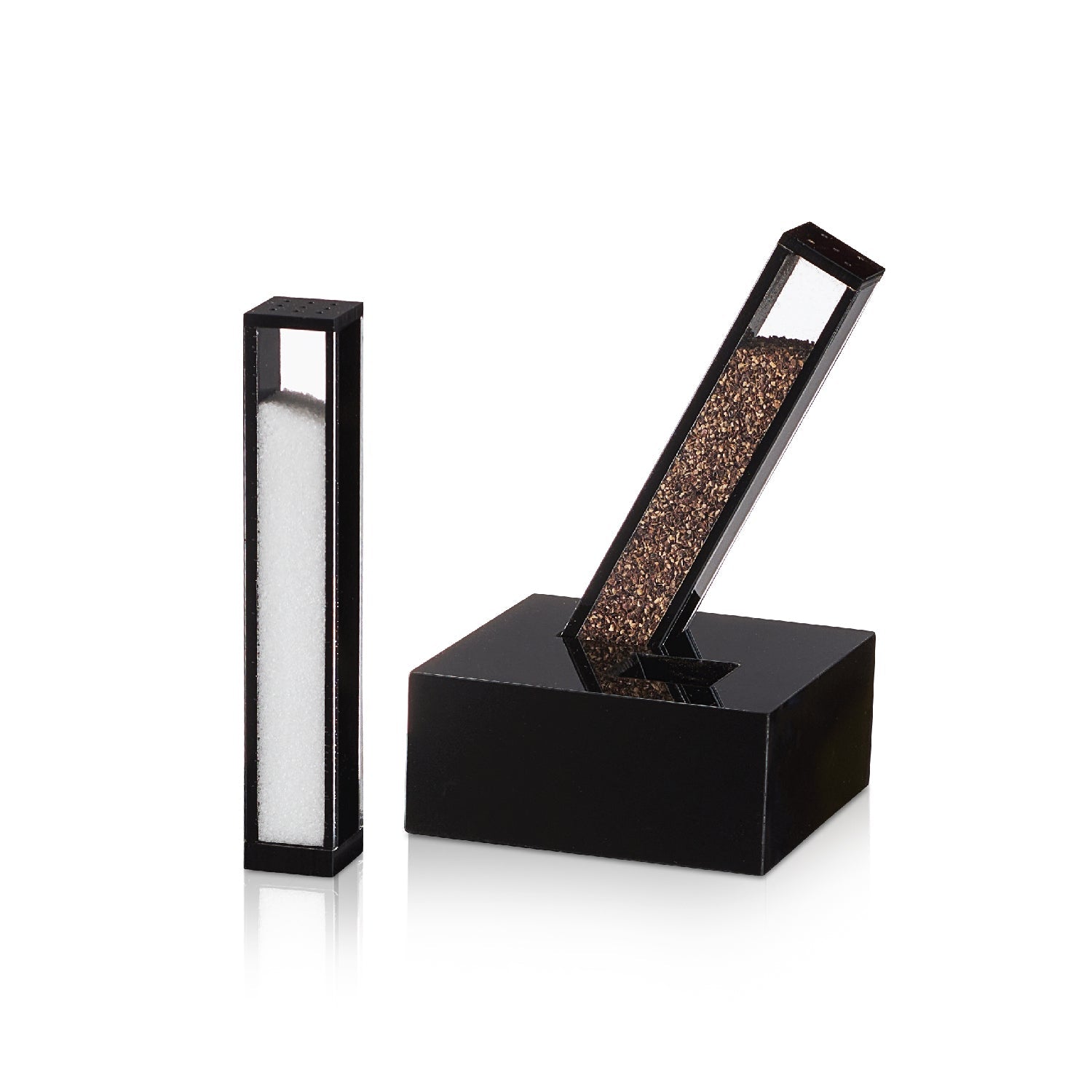 X Salt and Pepper Set — Black Lucite — lucite Judaica decor | Judaica Square Lakewood