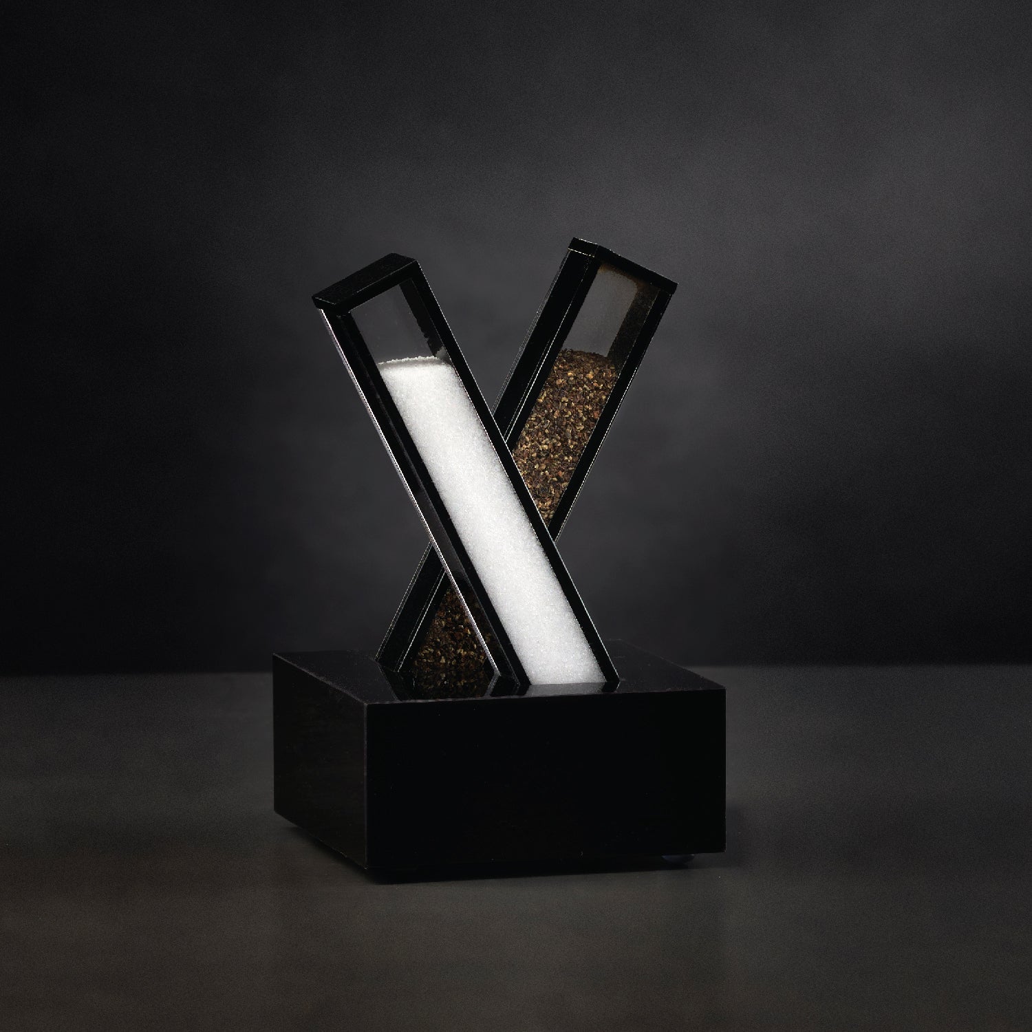 X Salt and Pepper Set — Black Lucite — lucite Judaica decor | Judaica Square Lakewood