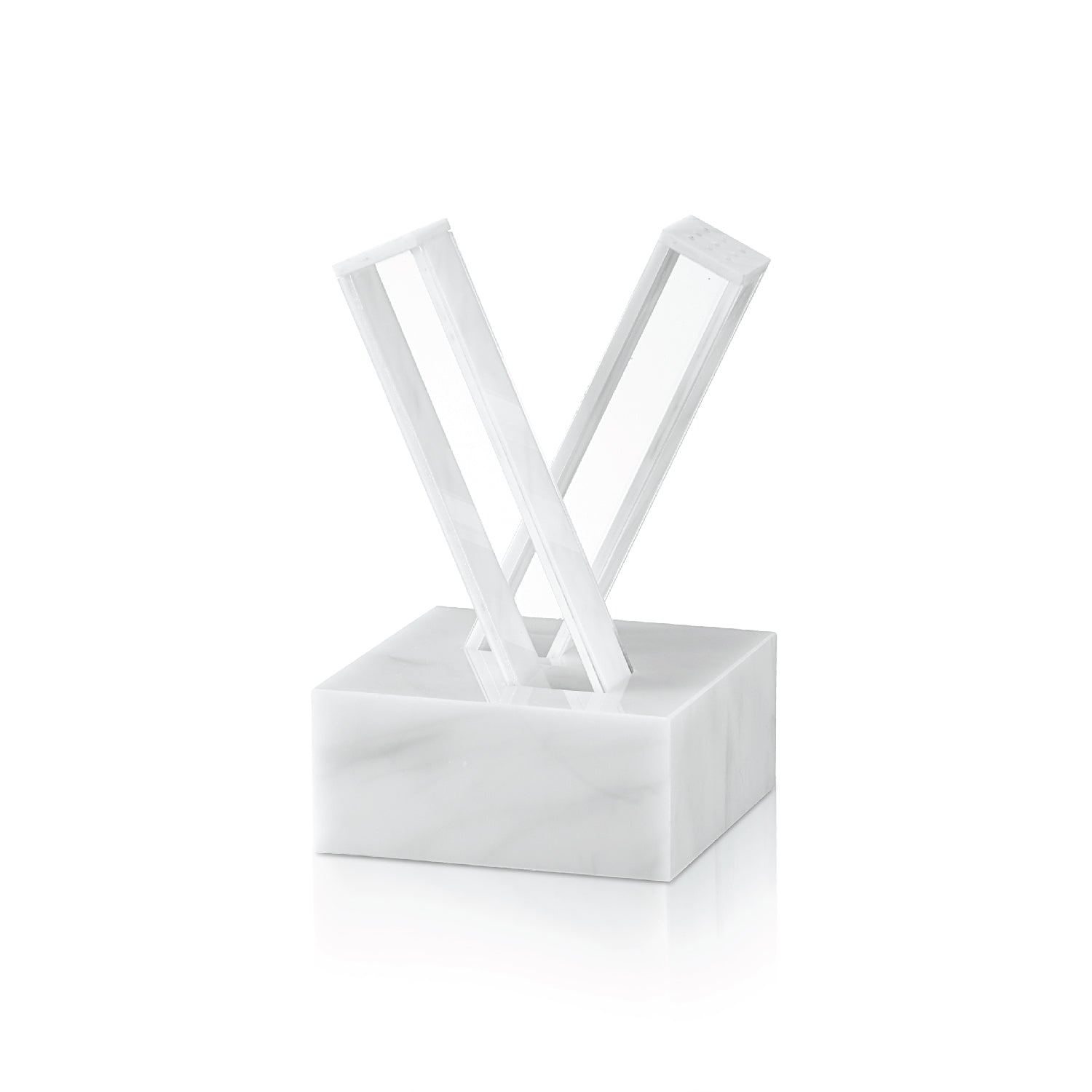 X Salt and Pepper Set — White Marble Lucite — lucite Judaica decor | Judaica Square Lakewood