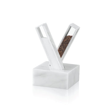 X Salt and Pepper Set — White Marble Lucite