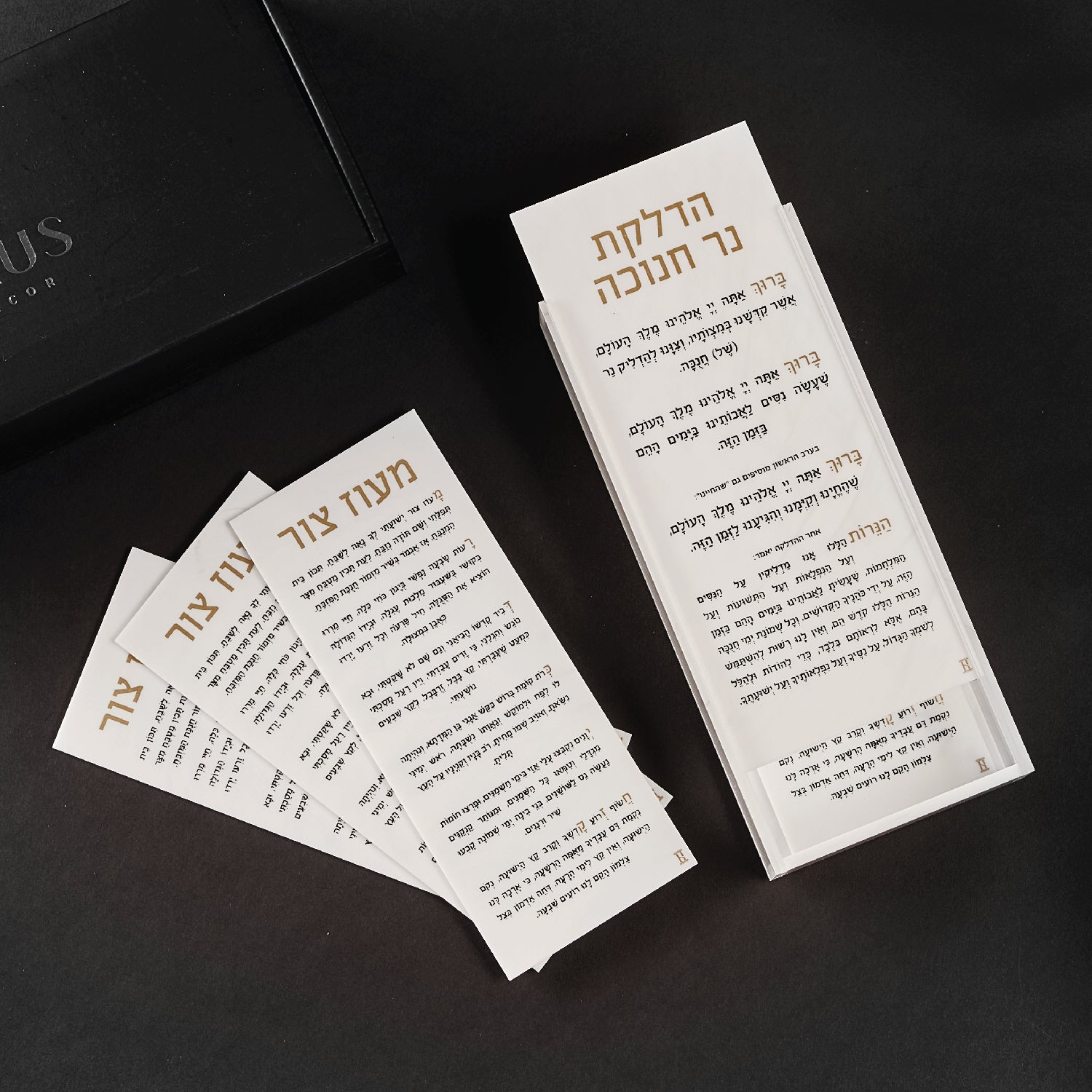 Sliding Chanukah Brachos Box with 5 Maoz — lucite Judaica decor | Judaica Square Lakewood