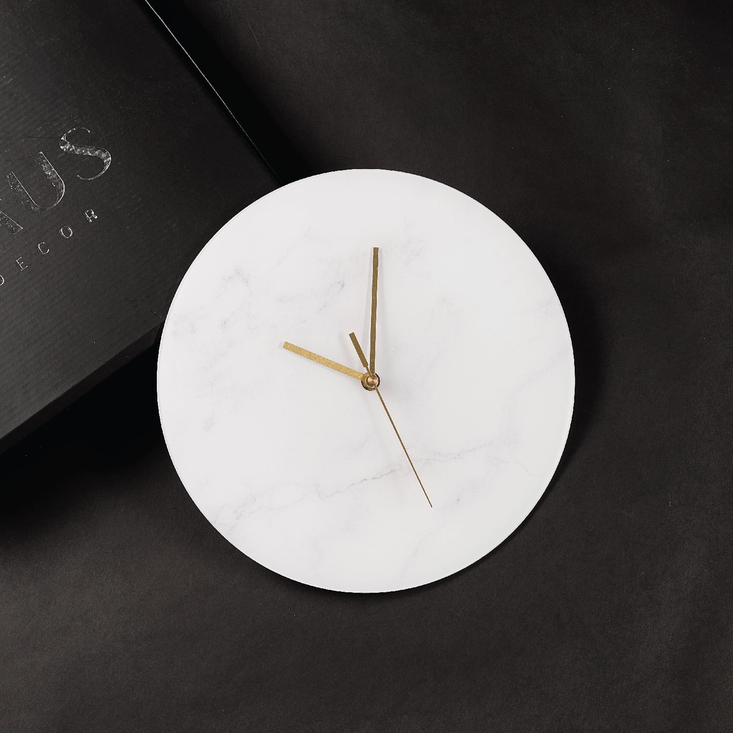 White Marble Lucite Minimalistic Clock with — lucite Judaica decor | Judaica Square Lakewood