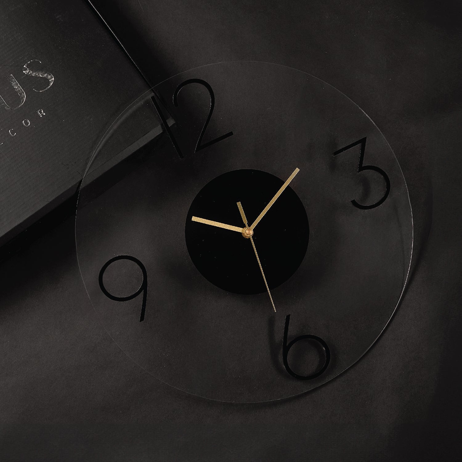 Luxe Clock — Black Lucite — lucite Judaica decor | Judaica Square Lakewood