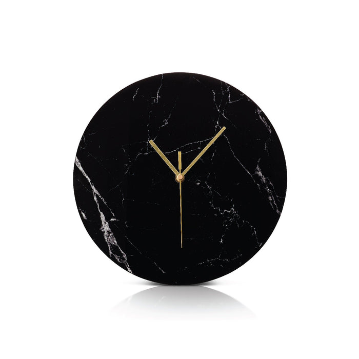 Black Marble Lucite Minimalist Clock with Gold Handles — minimalist clock, gold hands | Judaica Square Lakewood