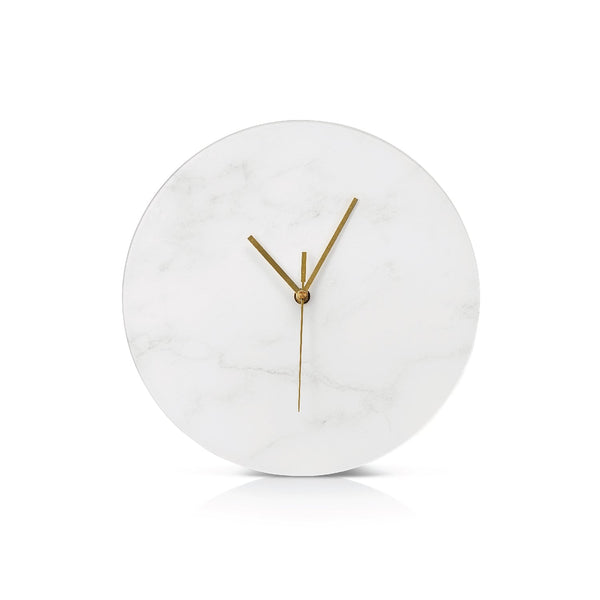White Marble Lucite Minimalistic Clock with — lucite Judaica decor | Judaica Square Lakewood
