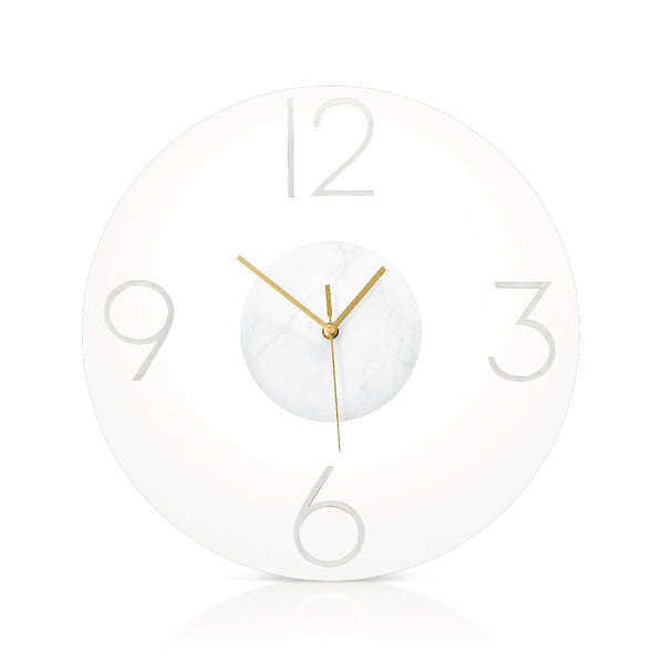 Luxe Clock — White Marble Lucite — lucite Judaica decor | Judaica Square Lakewood