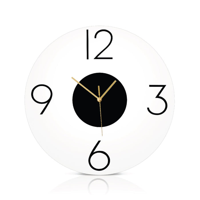Luxe Clock — black lucite clock with 3D numbers and gold hands | Judaica Square Lakewood