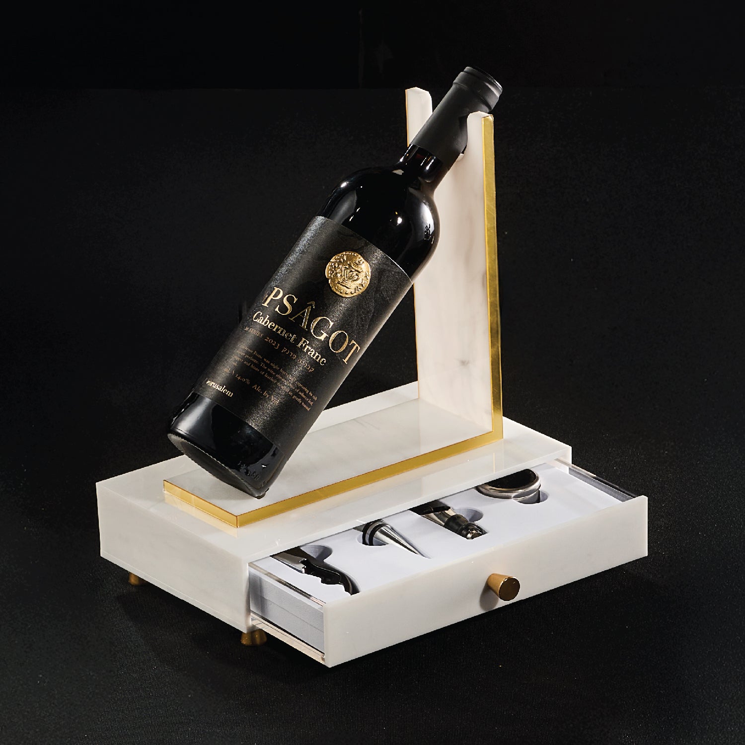 Wine Bottle Holder Set — lucite Judaica decor | Judaica Square Lakewood