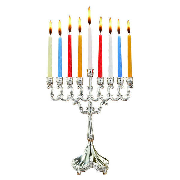 Silverplate Candle Menorah-8" (M-30217)