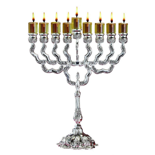 Silverplate Oil Menorah-12" (M-30218)