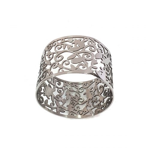Emanuel Lace Napkin Rings, Set of 6- Pomegranate-Silver
