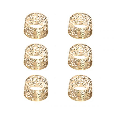 Emanuel Lace Napkin Rings, Set of 6- Pomegranate-Gold