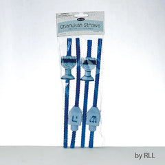 Chanukah Plastic Straws: Dreidel And Menorah Shapes (Set of 4)