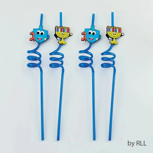Chanukah Dreidel and Menorah Straws (Set
