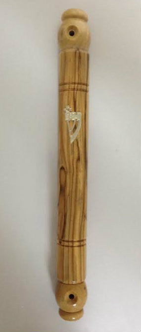 Mezuzah Case, Olive Wood, Round, 15 cm