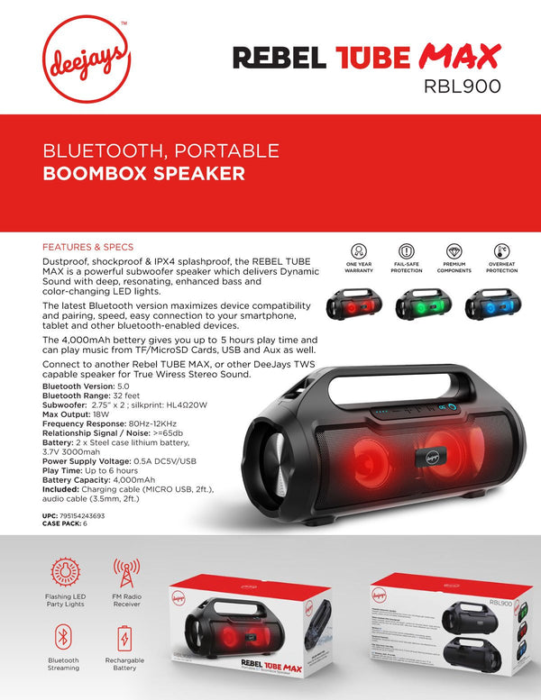 Rebel Tube Max - Boombox Speaker — wireless speaker | Judaica Square Lakewood