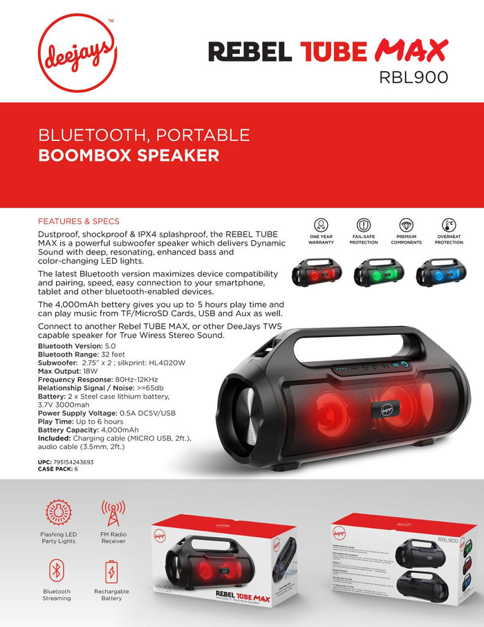 Rebel Tube Max - Boombox Speaker — wireless speaker | Judaica Square Lakewood