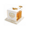 Gilded Bee Honey Dish — lucite honey dish with gold bee lid, matching plate and bee spoon | Judaica Square Lakewood