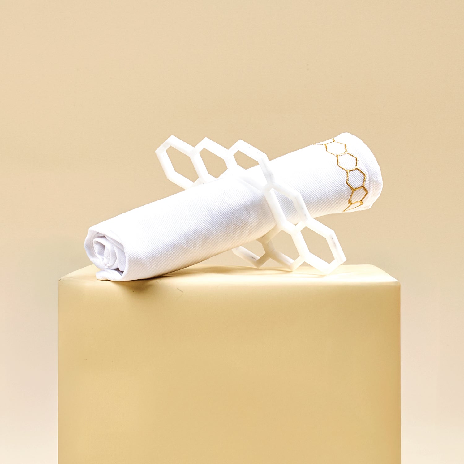 Honeycomb Napkin Rings — Set of 4 — lucite Judaica decor | Judaica Square Lakewood