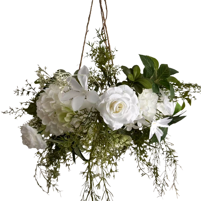 Sukka Decoration, White Floral Chandelier - Judaica Accessories