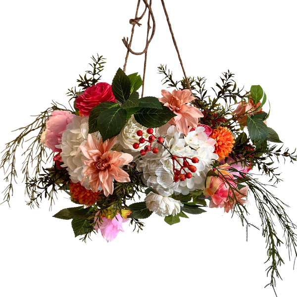 Sukka Decoration, Bright Floral Chandelier - Judaica Accessories