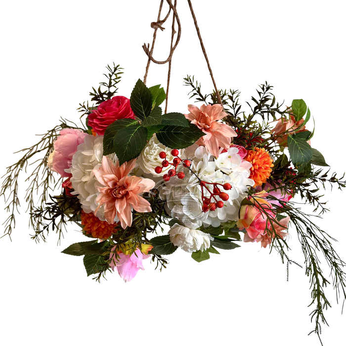 Sukka Decoration, Bright Floral Chandelier - Judaica Accessories