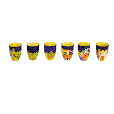 Night Jersalem Set of Six Small Wooden Cups