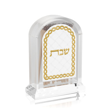 Woven Leatherite Match Holder — Shabbos — Dimensions: 3.1" x 1.6" x 4.9"