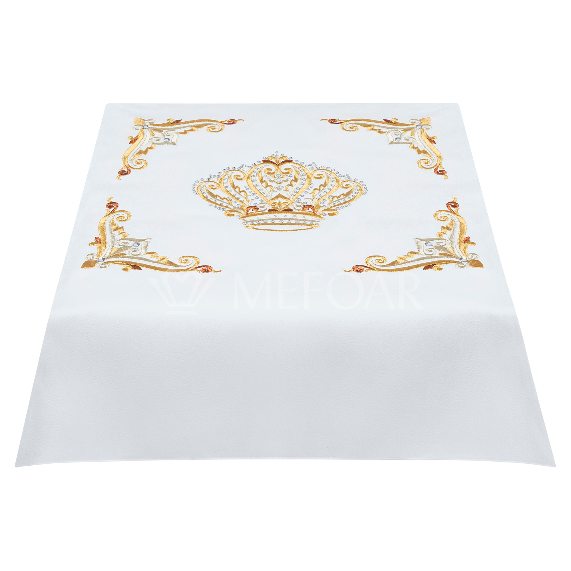 Shtender Cover White Leather Style#805-  Gold Embroidery - Bimah Covers
