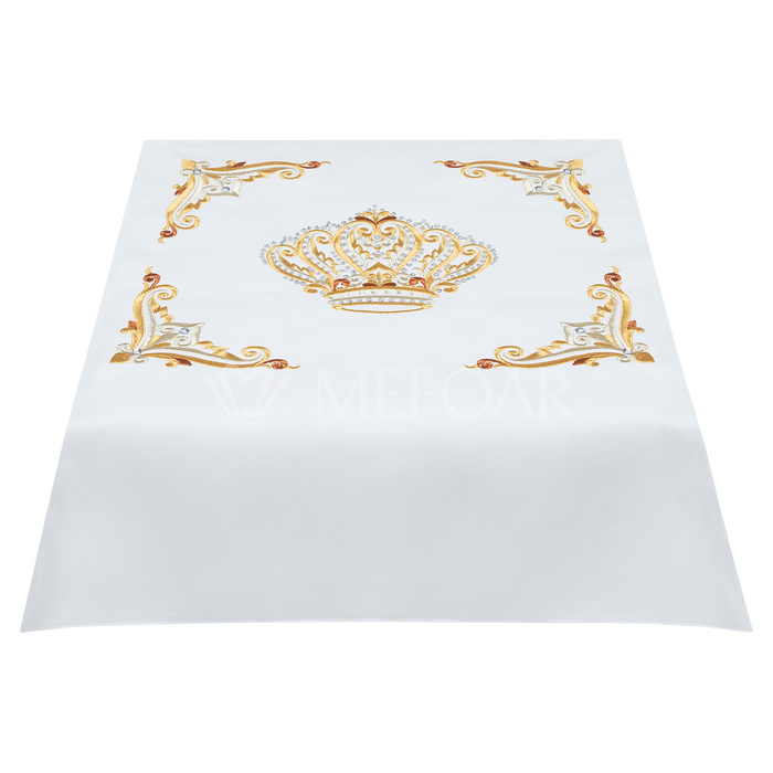 Shtender Cover White Leather Style#805-  Gold Embroidery - Bimah Covers