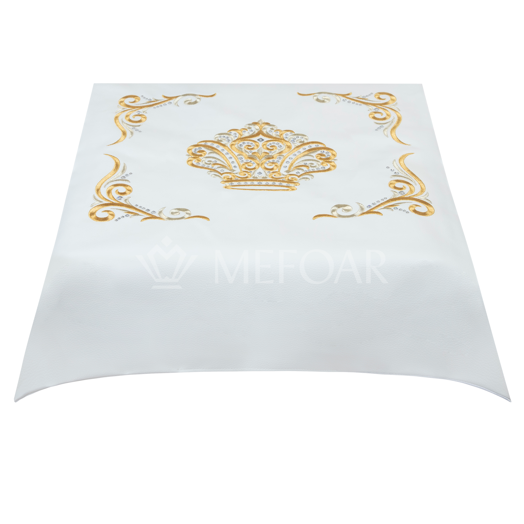 Shtender Cover White Leather Style#819-  Gold Embroidery - Bimah Covers