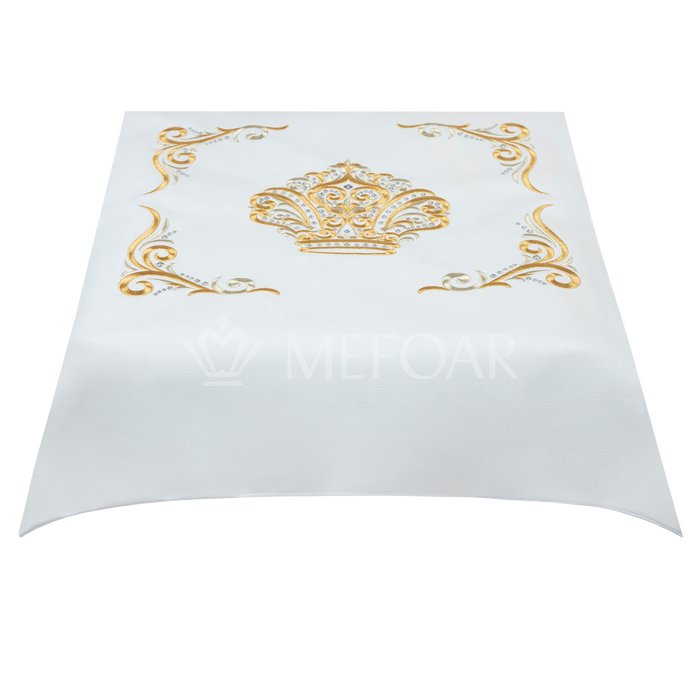 Shtender Cover White Leather Style#819-  Gold Embroidery - Bimah Covers