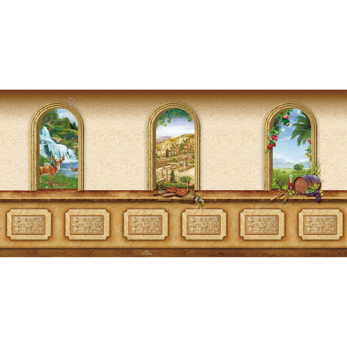 Sukkah Tapestry Set of 3, Beit HaMikdash + Shiv'at HaMinim + Ke'ayal Ta'arog, Nisuch HaMayim, 90” x 180”, Outdoor Fabric, Wall Hanging, Jewish Succos Decorations - Judaica Posters & Murals