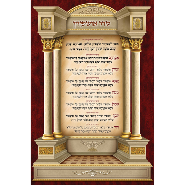 Sukkah Mural Seder Ushpiezen-סדר אושפיזין (7.5' ft H x 5' ft W) - Judaica Posters & Murals