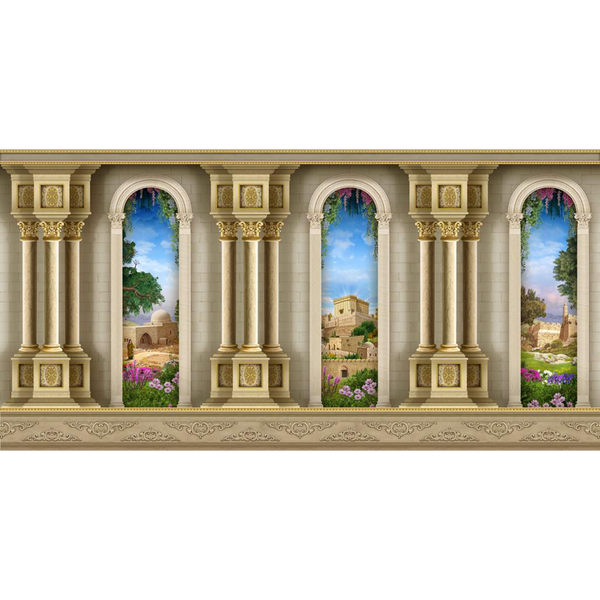 Sukkah Curtain, Mekomos Hakdoshim מקומות הקדושים-Per Foot - Judaica Posters & Murals