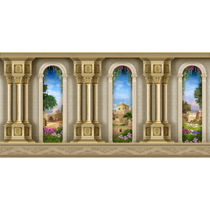 Sukkah Curtain, Mekomos Hakdoshim  מקומות הקדושים-Per Foot - Judaica Posters & Murals