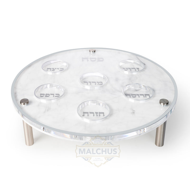 Lucite Kearah Seder Plate with Silver Accent, Modern