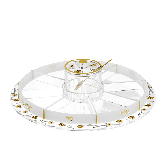 Swivel Golden Branch Simanim Tray — Rosh Hashanah | Judaica Square Lakewood