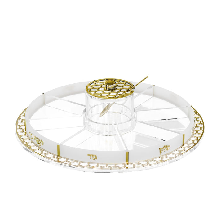 Swivel Honeycomb Simanim Tray — Rosh Hashanah | Judaica Square Lakewood