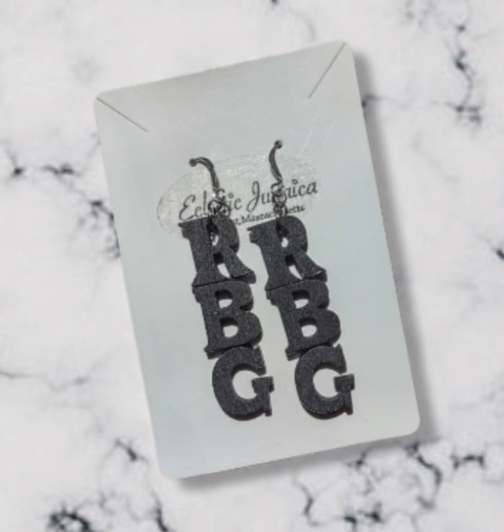 RBG Earrings — letter earrings honoring Ruth Bader Ginsburg | Judaica Square Lakewood (view 6)