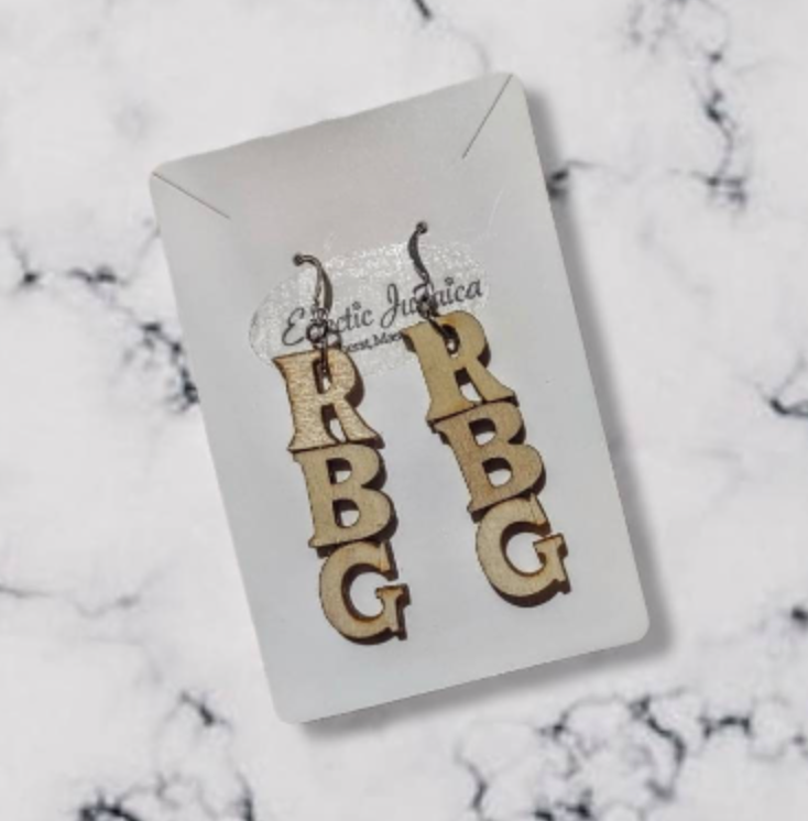 RBG Earrings — letter earrings honoring Ruth Bader Ginsburg | Judaica Square Lakewood (view 7)