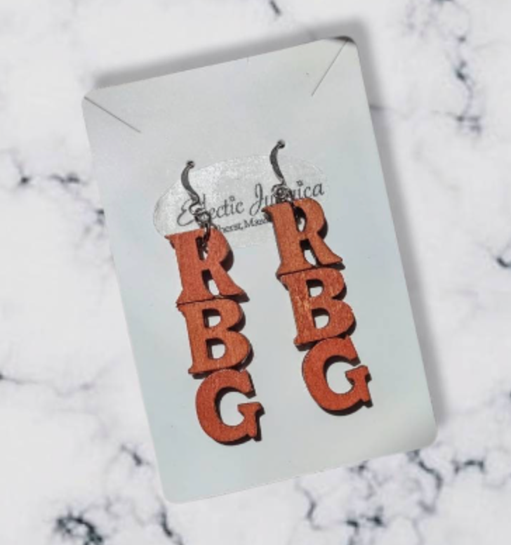 RBG Earrings — letter earrings honoring Ruth Bader Ginsburg | Judaica Square Lakewood (view 9)