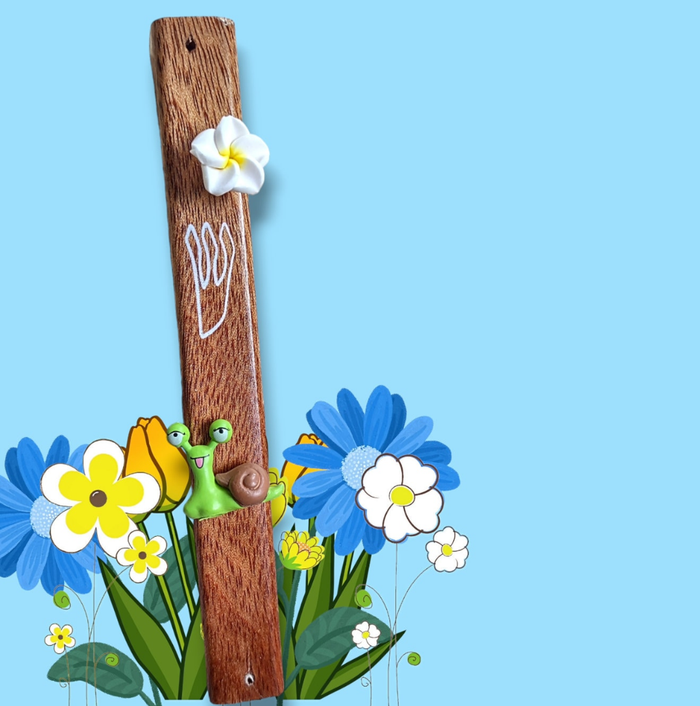 Handmade snail mezuzah — wood case with resin flower accent | Judaica Square Lakewood
