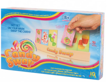 Candy Swap box showing a hand swapping candy picture cards in a card rack