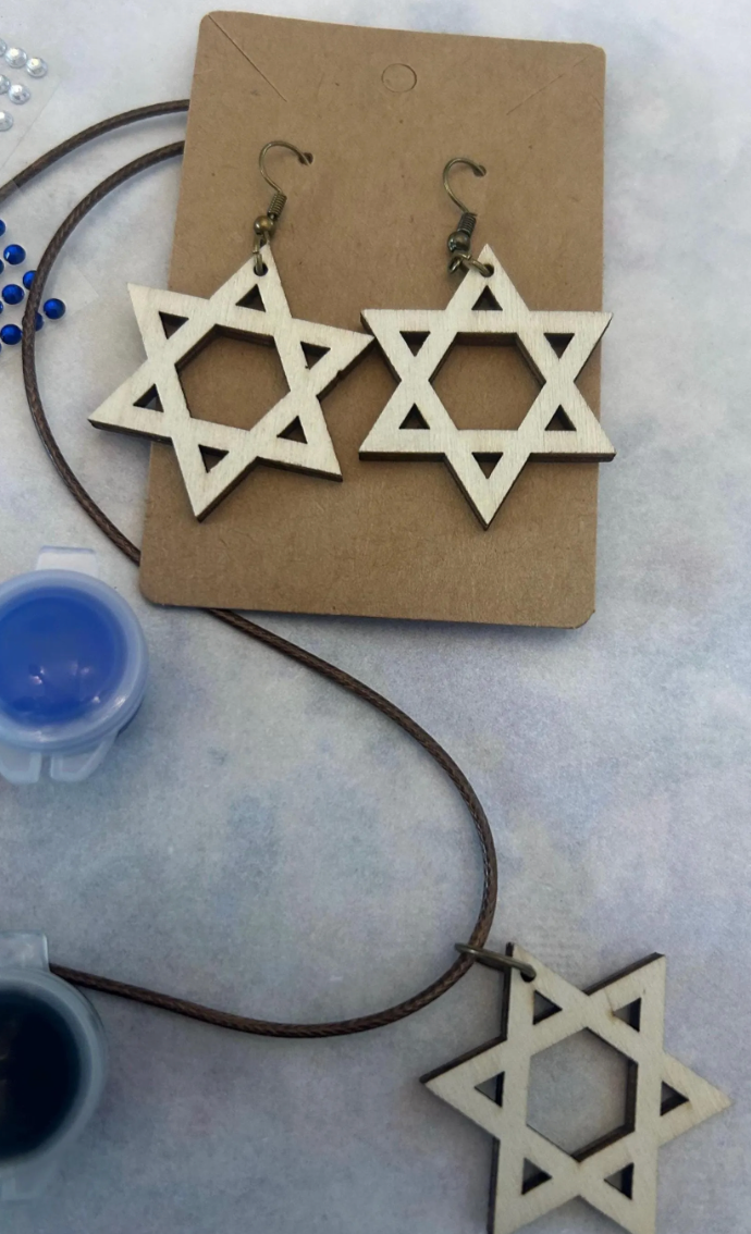 Make Your Own Star of David Craft Kit — wood star jewelry with paint set | Judaica Square Lakewood (view 6)