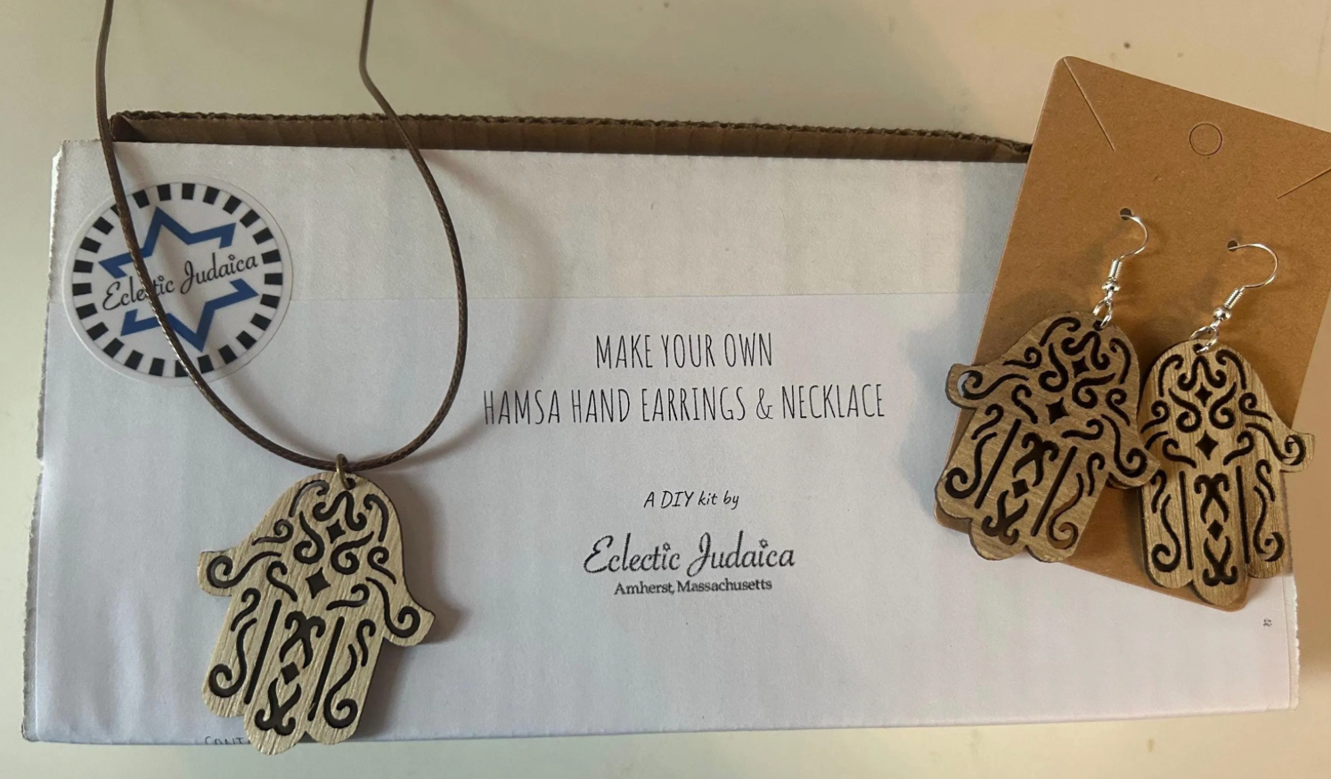 Make Your Own Hamsa Craft Kit — wood hamsa jewelry, paints and rhinestones | Judaica Square Lakewood (view 2)