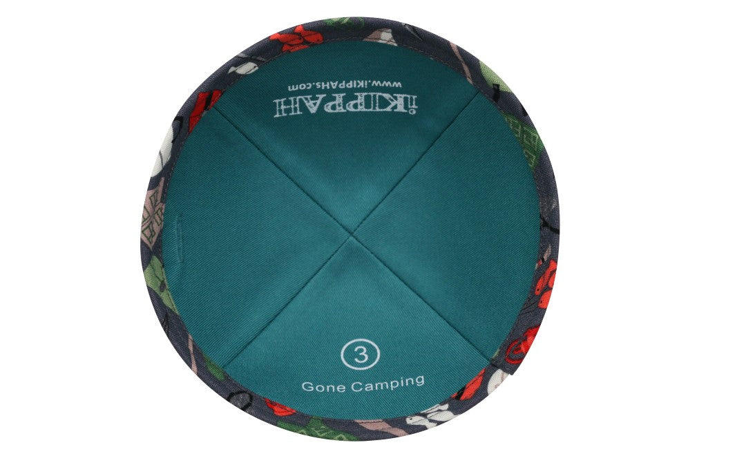Close-up of Gray Cotton Kippah lining and stitching