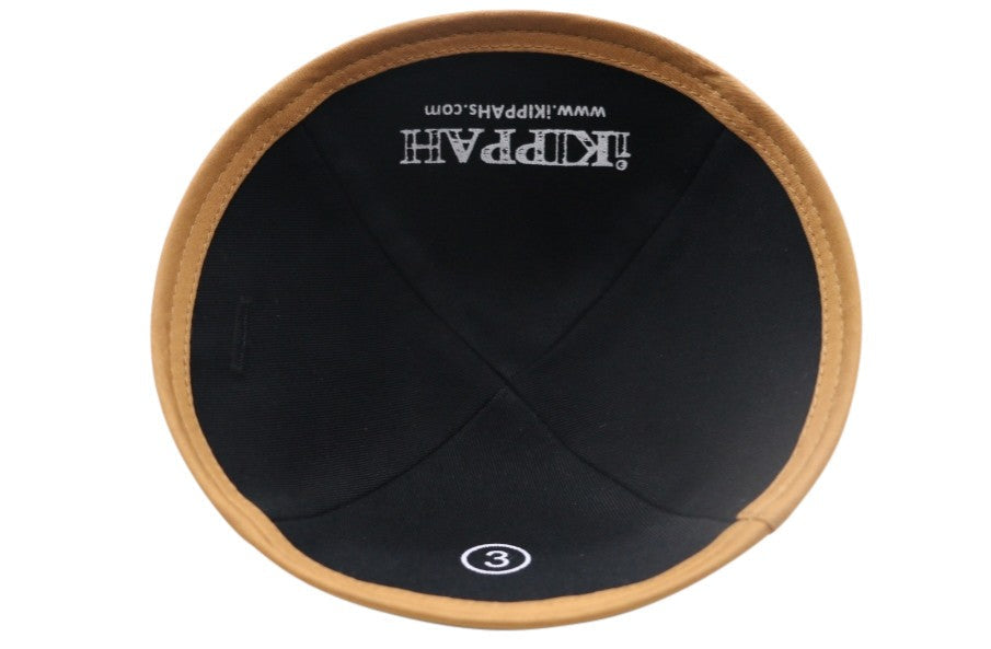 Black Velvet Kippah - showing rim trim, six-panel construction