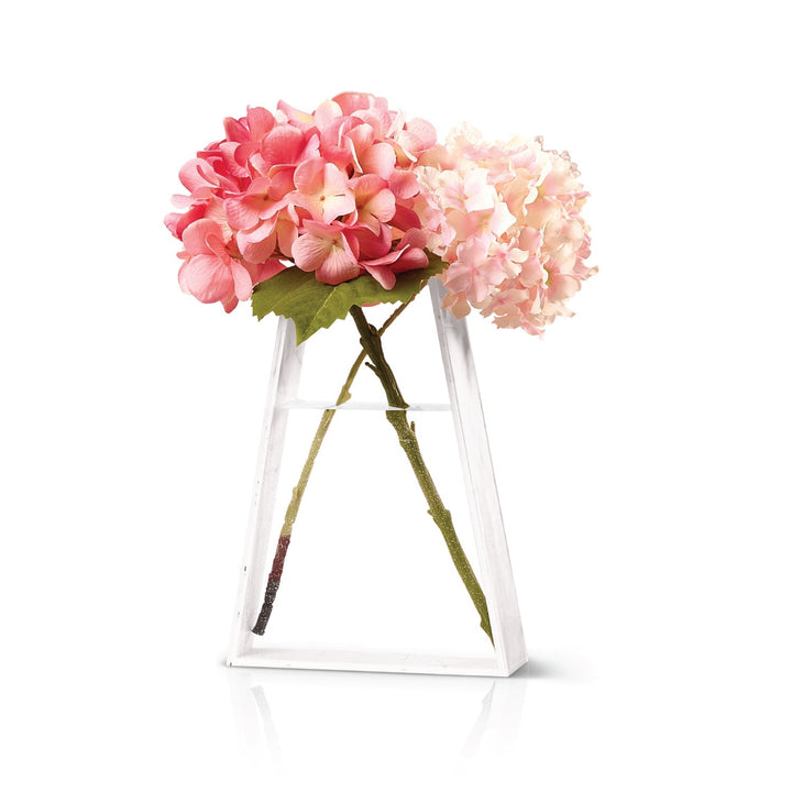 Triangle Vase — White Marble Lucite